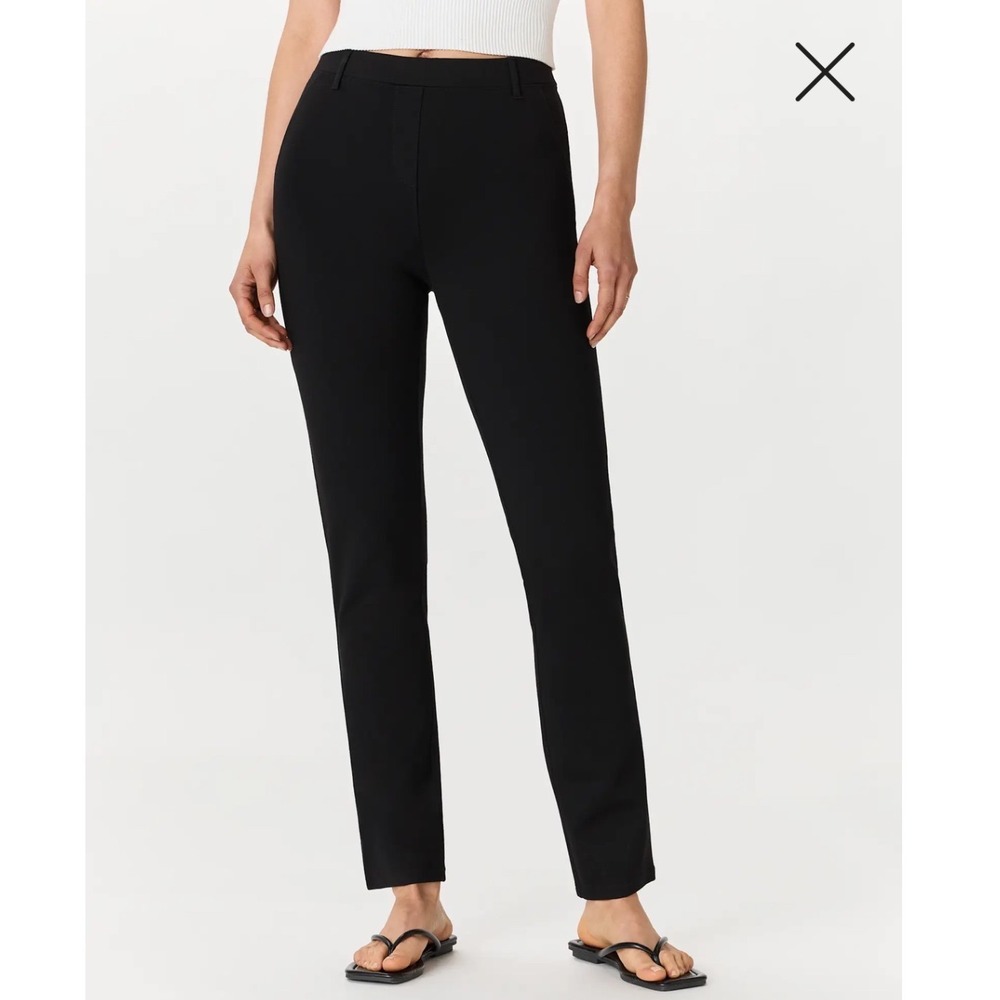 Quince Ultra Stretch Ponte Straight Leg Pants Black High Rise Trousers Size L